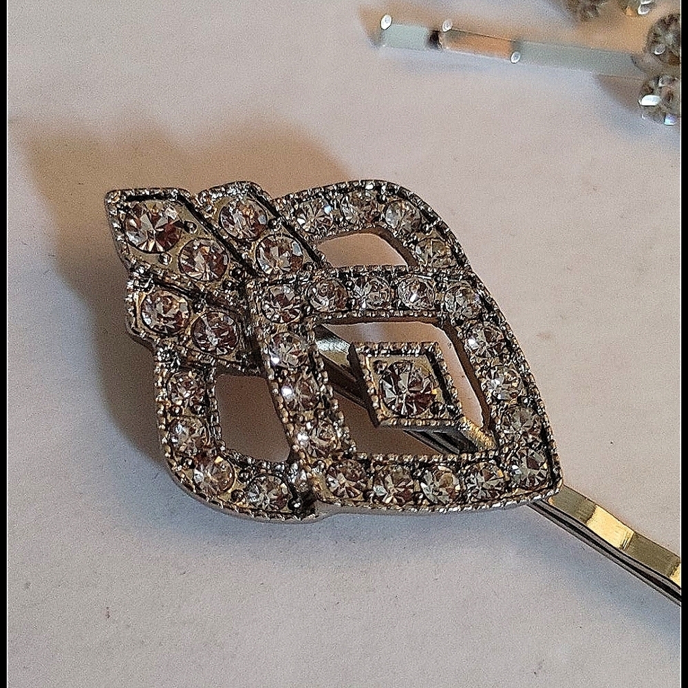7 Silver Crystal Hair Pins - Picture 5 of 5
